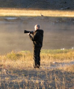 Jamie, the pro-photographer, in the beautiful morning sun