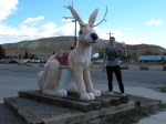 Jen and The Jackelope. Driving back to Yellowstone from THermopolis, Wyoming