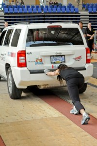 Minako pushes 4000lb Jeep!